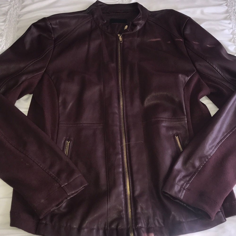 Leather zip up jacket